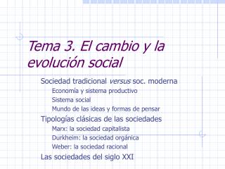 Tema 3. El cambio y la evolución social