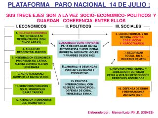 PLATAFORMA PARO NACIONAL 14 DE JULIO :