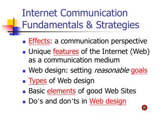 Internet Communication Fundamentals & Strategies