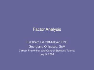 Factor Analysis
