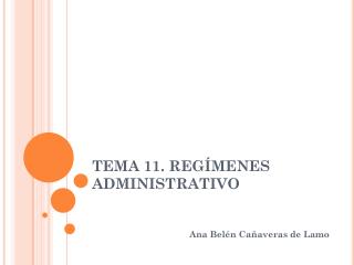 TEMA 11. REGÍMENES ADMINISTRATIVO