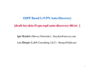 OSPF Based L1VPN Auto-Discovery ( draft-bryskin-l1vpn-ospf-auto-discovery-00.txt )