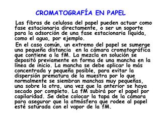 CROMATOGRAFÍA EN PAPEL