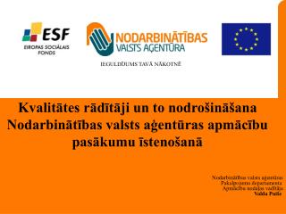 Nodarbinātības valsts aģentūras Pakalpojumu departamenta Apmācību nodaļas vadītāja Valda Puiše