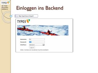 Einloggen ins Backend