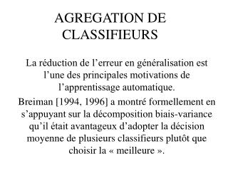 AGREGATION DE CLASSIFIEURS