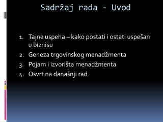 Sadržaj rada - Uvod