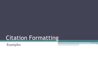 Citation Formatting