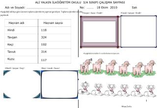 ALİ YALKIN İLKÖĞRETİM OKULU 3/A SINIFI ÇALIŞMA SAYFASI