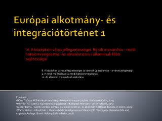 Európai alkotmány- és integrációtörténet 1
