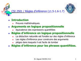 CSI 2501 / R ègles d'inférence ( §1.5-1.6-1.7)