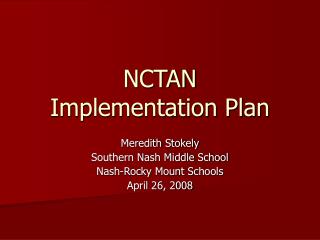 NCTAN Implementation Plan