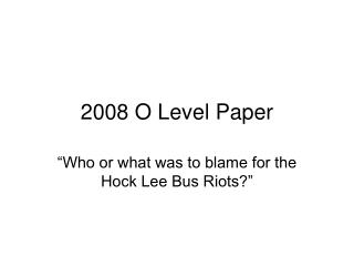 2008 O Level Paper