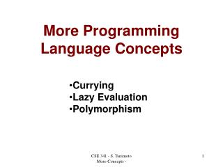 More Programming Language Concepts