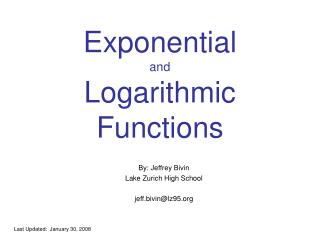 Exponential and Logarithmic Functions