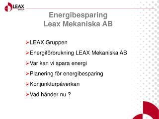 Energibesparing Leax Mekaniska AB