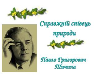 Справжній співець природи Павло Григорович Тичина