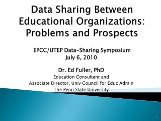 Data Sharing Between Educational Organizations: Problems and Prospects