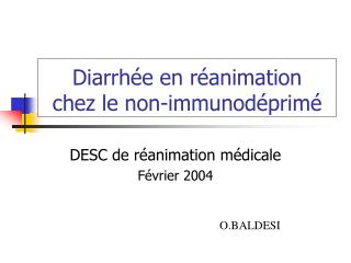 Diarrhée en réanimation chez le non-immunodéprimé