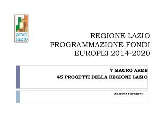 REGIONE LAZIO PROGRAMMAZIONE FONDI EUROPEI 2014-2020