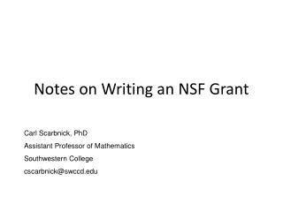 Notes on Writing an NSF Grant