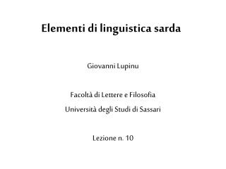 Elementi di linguistica sarda