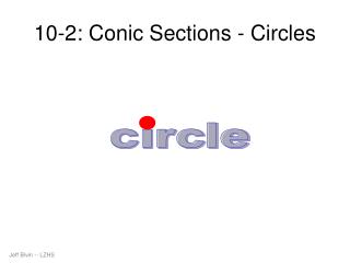 10-2: Conic Sections - Circles