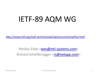 IETF-89 AQM WG