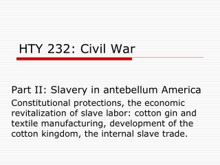 HTY 232: Civil War