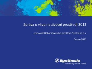 Zpráva o vlivu na životní prostředí 2012