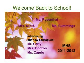 Welcome Back to School!