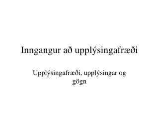 Inngangur að upplýsingafræði