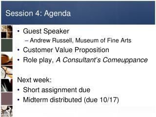 Session 4: Agenda