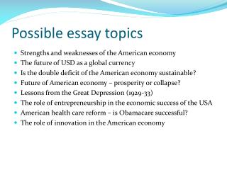 Possible essay topics