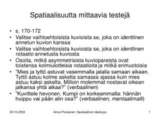 Spatiaalisuutta mittaavia testejä