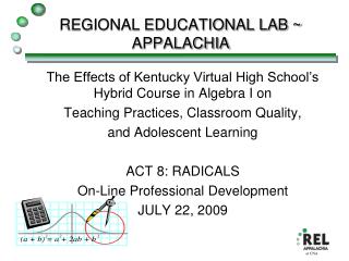 REGIONAL EDUCATIONAL LAB ~ APPALACHIA