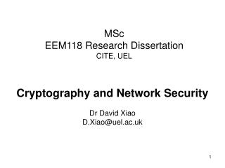 MSc EEM118 Research Dissertation CITE, UEL