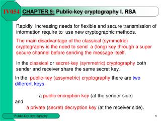 CHAPTER 5 : P ublic - key cryptography I. RSA