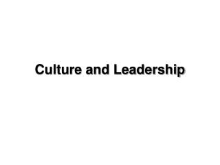 Culture and Leadership