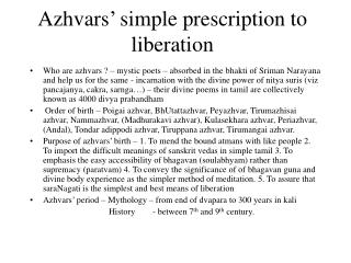 Azhvars’ simple prescription to liberation