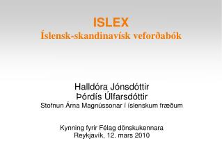 ISLEX Íslensk-skandinavísk veforðabók