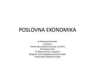 POSLOVNA EKONOMI K A