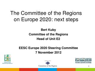 The Committee of the Regions on Europe 2020: next steps