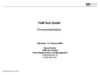 TUM-Tech GmbH Firmenpräsentation