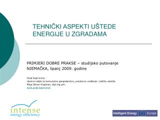 TEHNIČKI ASPEKTI UŠTEDE ENERGIJE U ZGRADAMA