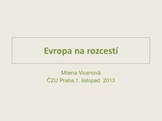 Evropa na rozcestí