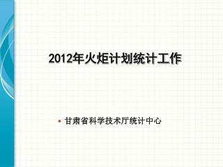 2012 年火炬计划统计工作