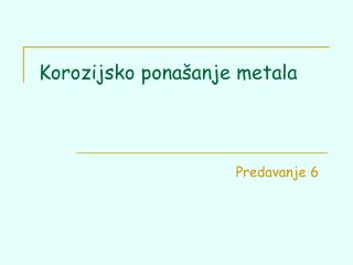 Korozijsko ponašanje metala