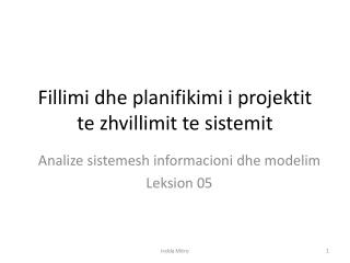 Fillimi dhe planifikimi i projektit te zhvillimit te sistemit