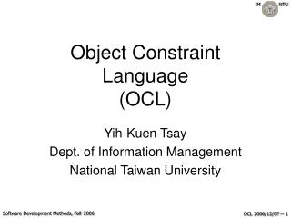 Object Constraint Language (OCL)